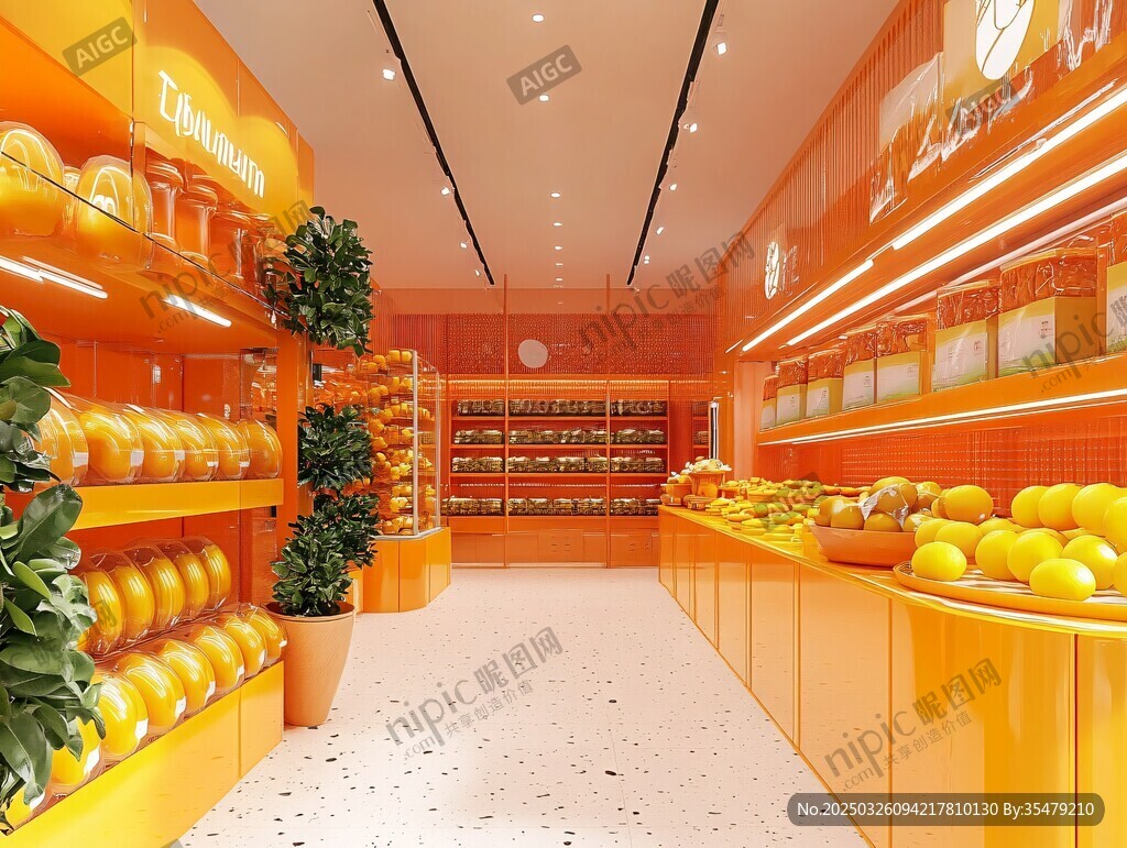 橙色系清新水果店室內(nèi)設(shè)計(jì)