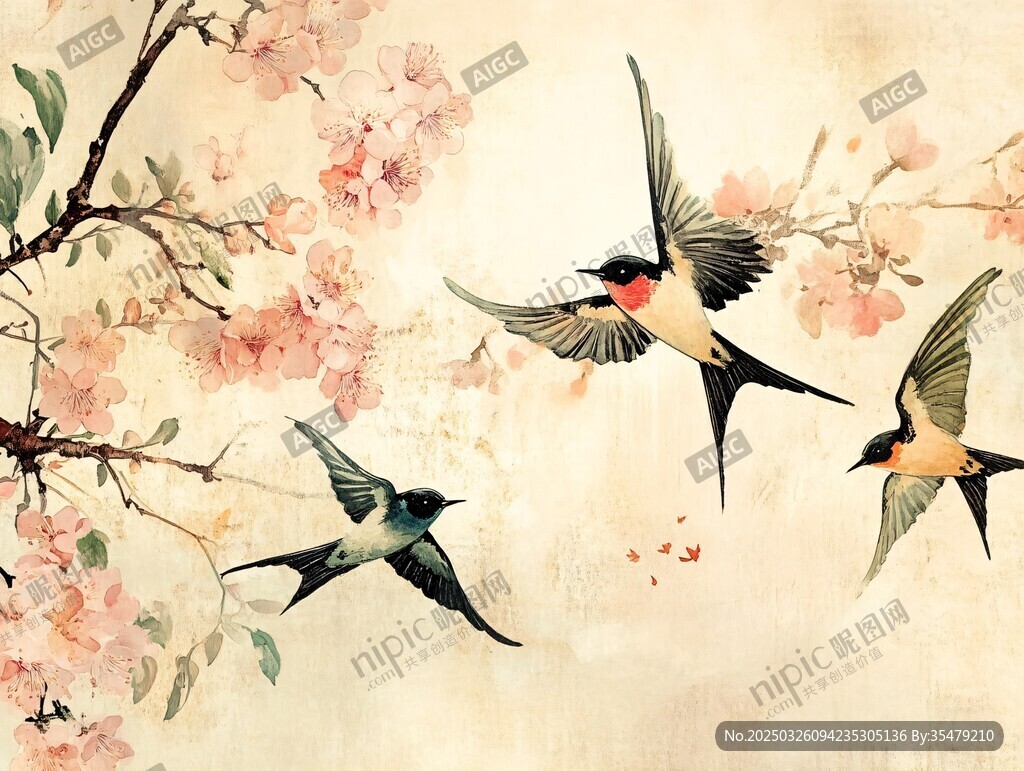 春日燕舞繁花圖