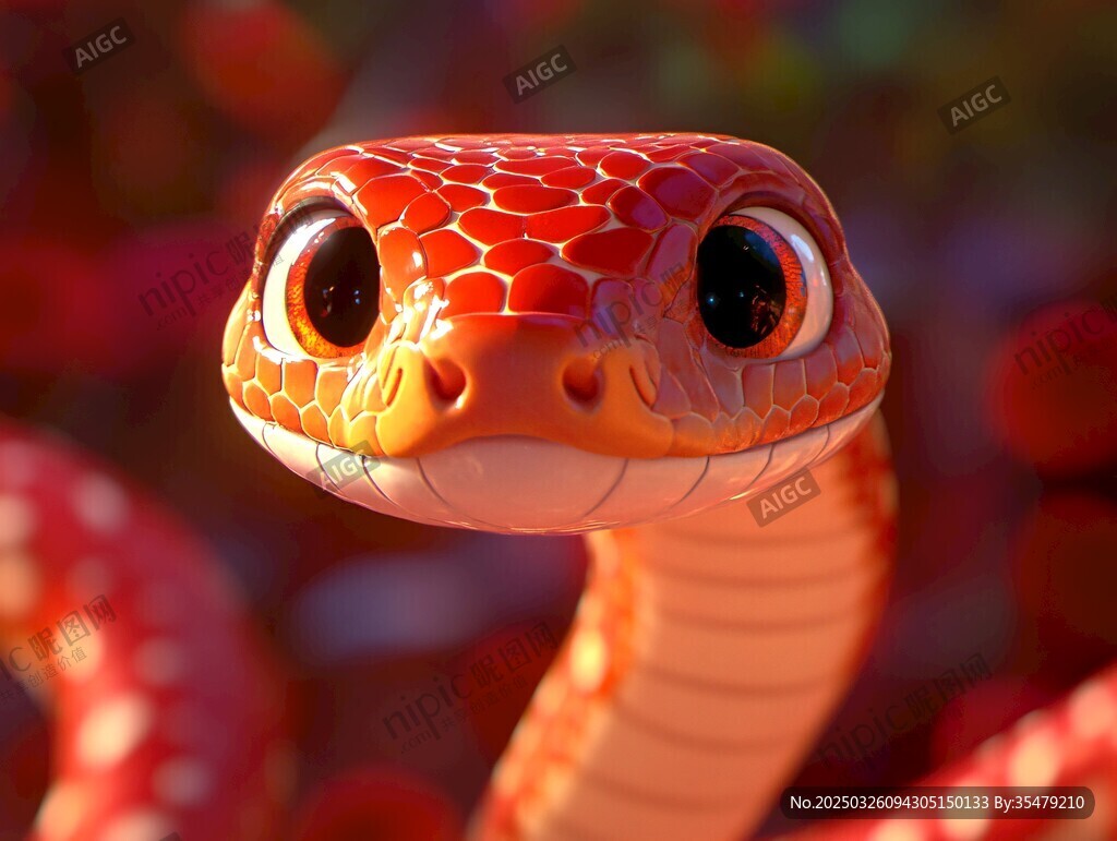 可愛紅蛇的靈動特寫