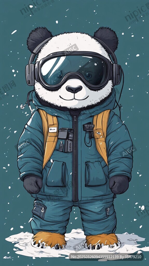 滑雪熊貓萌趣戶外裝扮