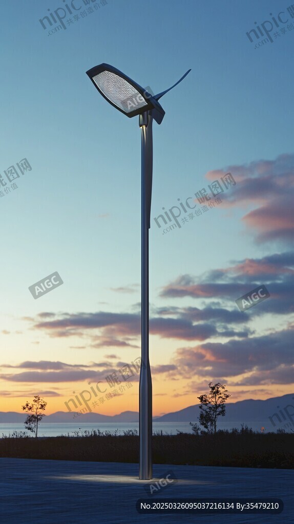 夕陽下的現(xiàn)代路燈