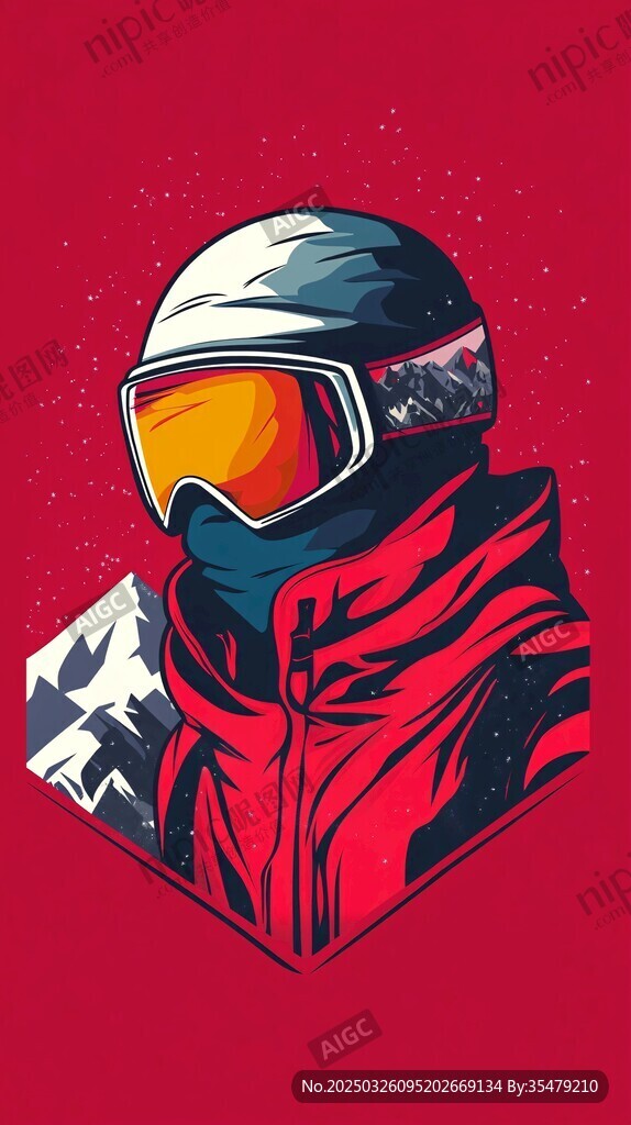 滑雪者酷炫形象插畫