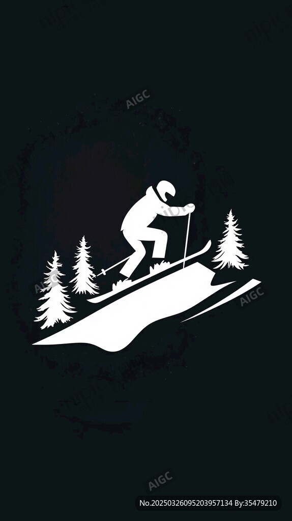 滑雪者在山林間飛躍