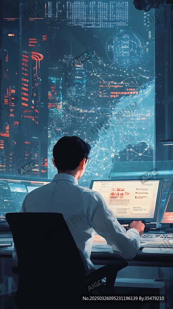 科技工作者專注于數(shù)據(jù)界面
