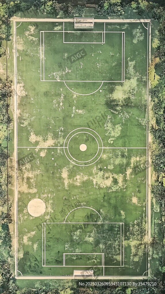 空中俯瞰綠茵足球場