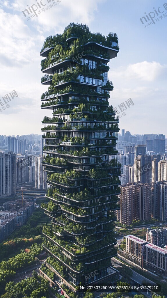 垂直森林摩天大樓景觀
