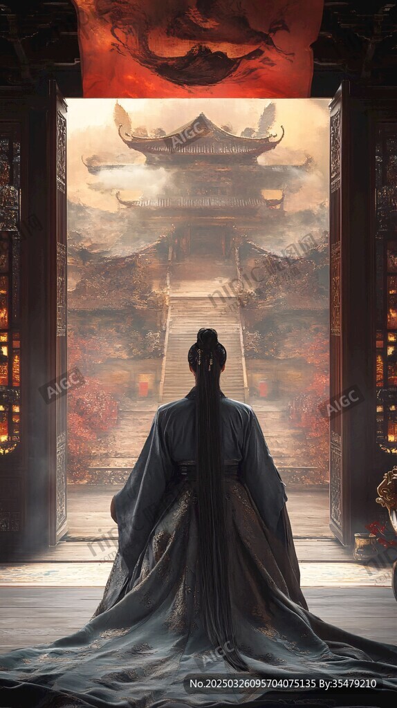 古裝背影 遙望古韻樓閣