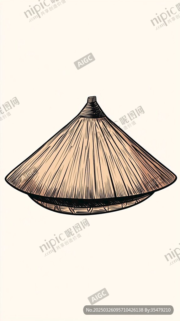 傳統(tǒng)竹編斗笠插畫