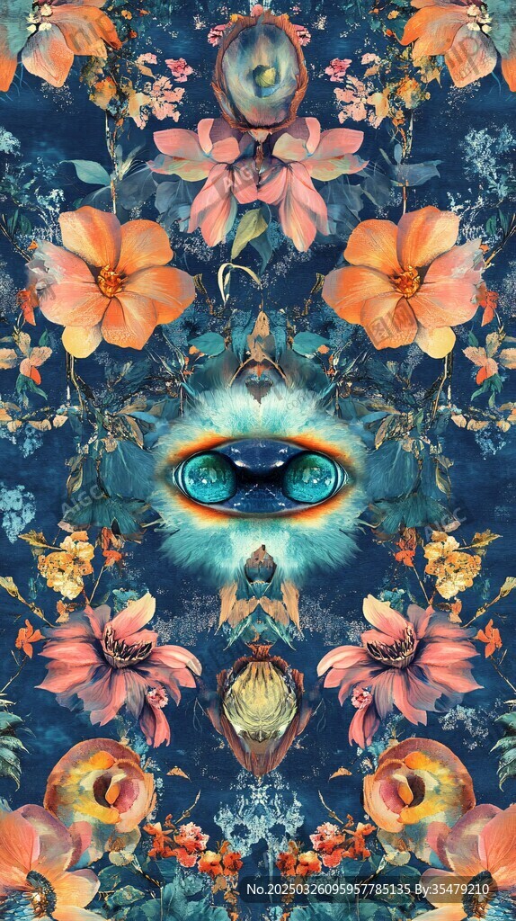 夢幻之眼花卉神秘圖案