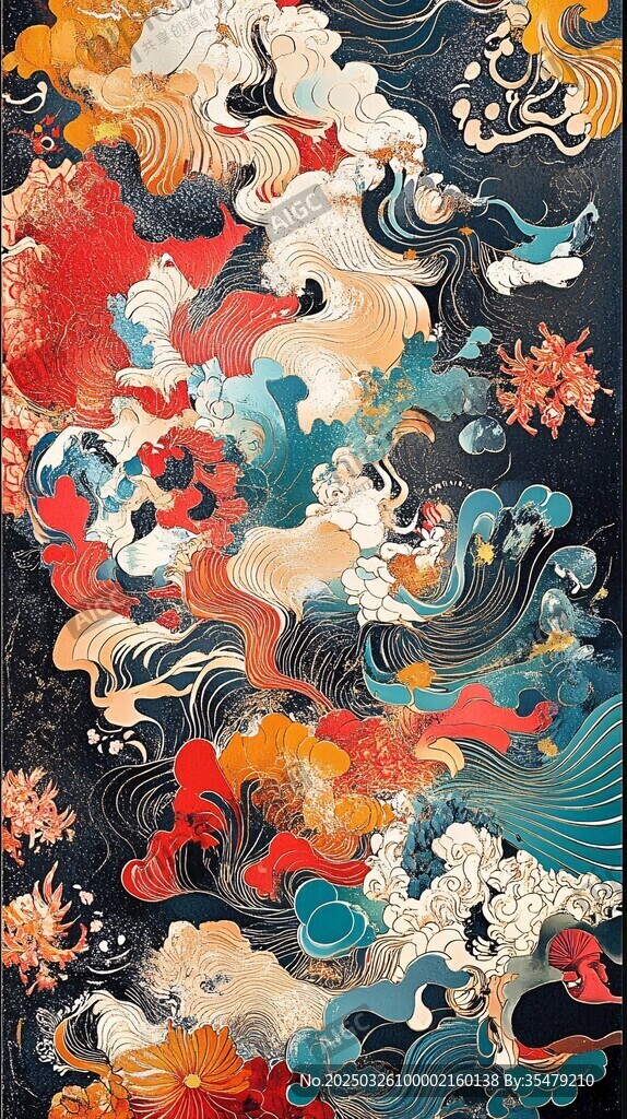 中式古風(fēng)祥瑞海洋圖案
