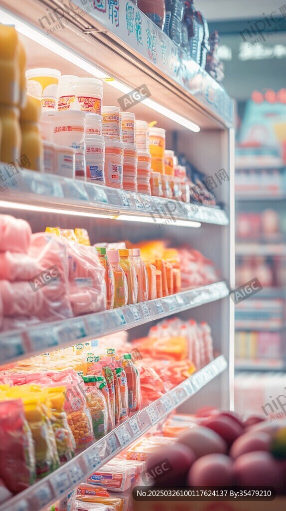 超市貨架上琳瑯滿目的商品