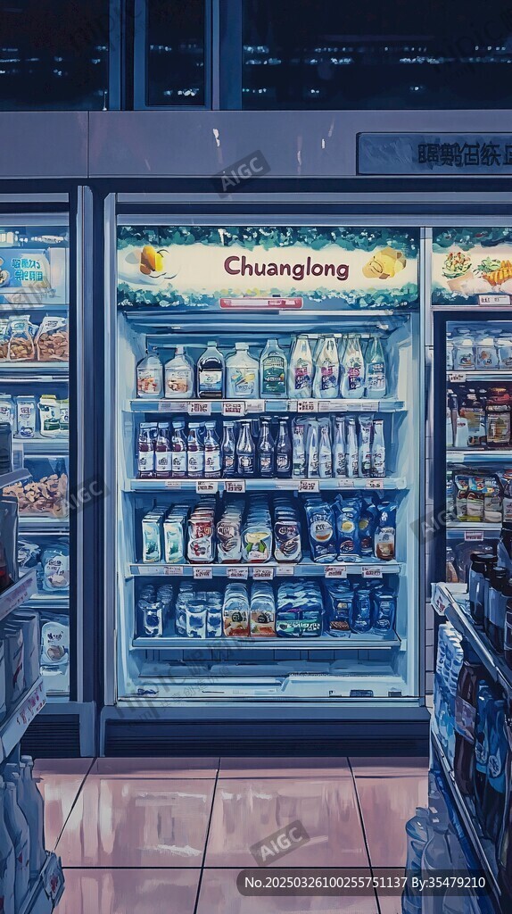 超市冷藏柜中的多樣飲品