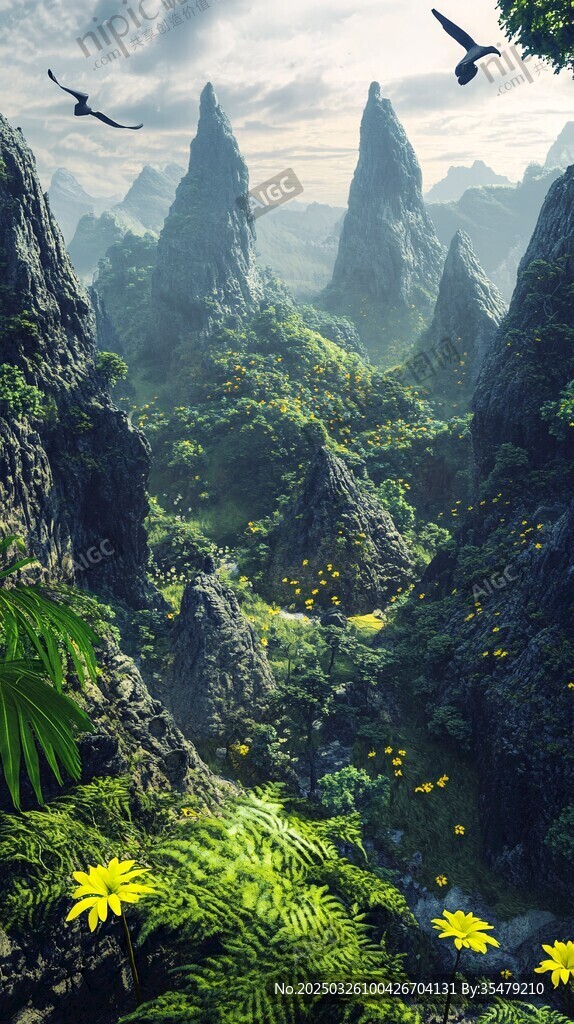 奇幻山間美景 飛鳥伴繁花