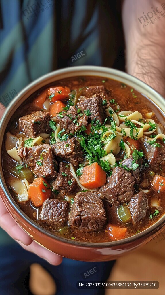 美味牛肉蔬菜湯誘人呈現(xiàn)
