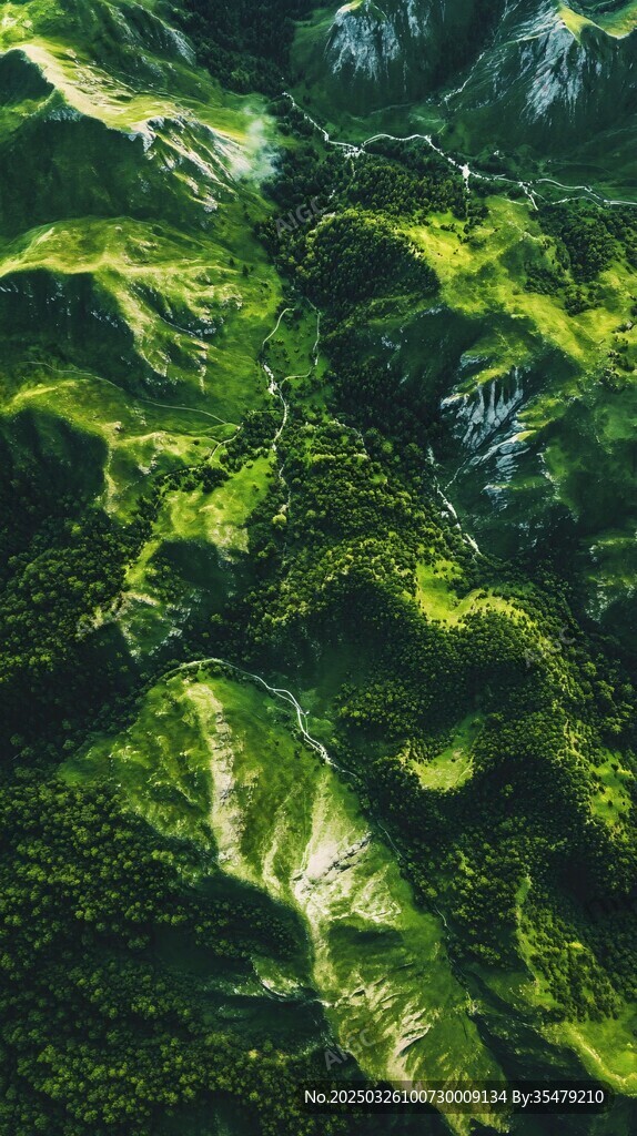 翠綠山巒俯瞰圖