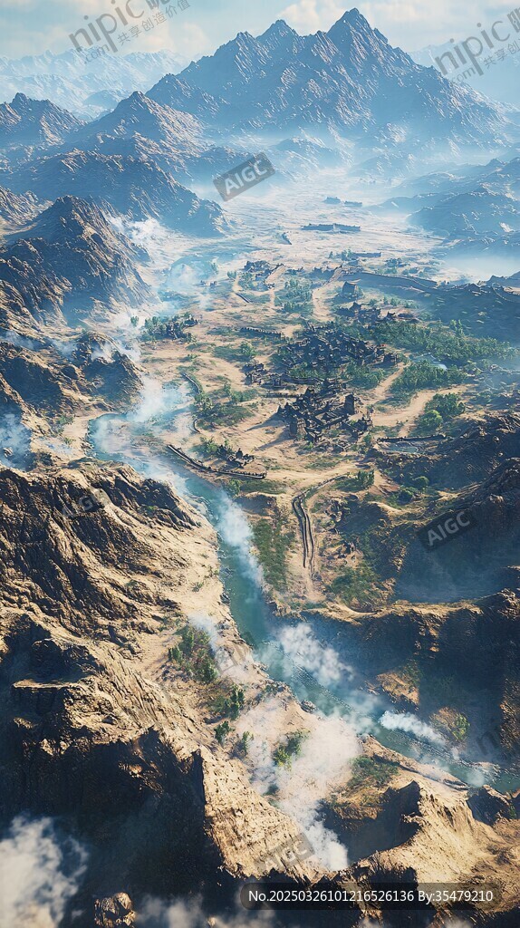 壯麗山河空中俯瞰景觀