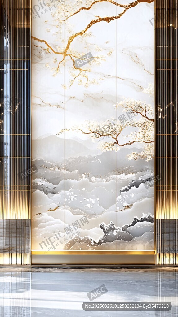 中式山水花鳥玄關(guān)裝飾畫
