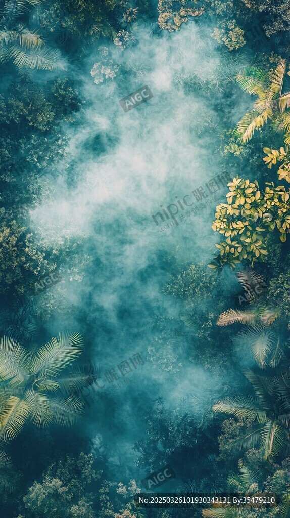 雨林云霧繚繞的夢幻景象