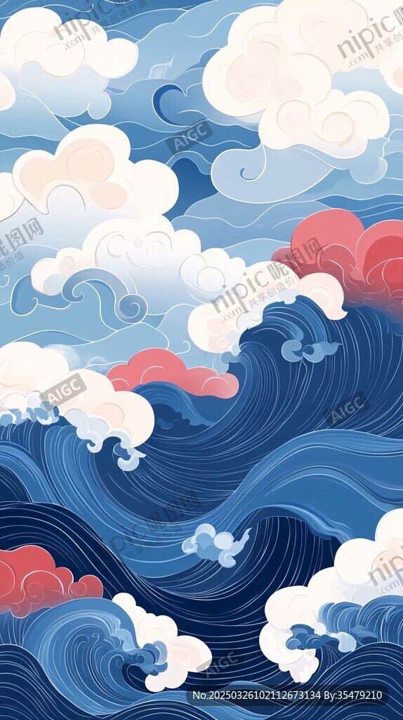 云海翻涌的夢幻海洋景象