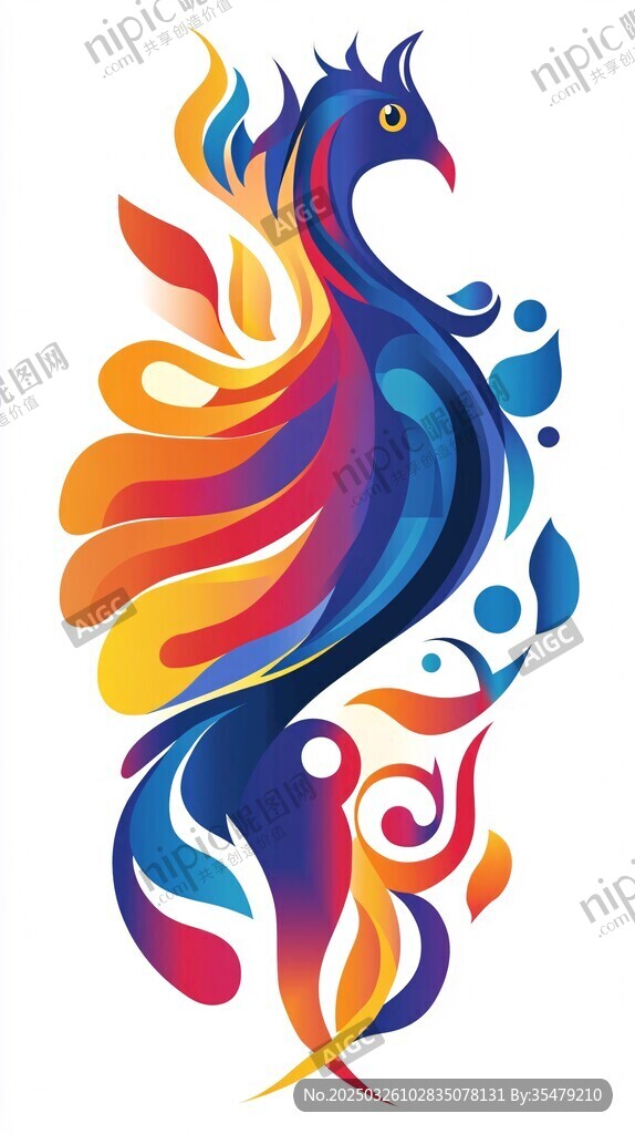 五彩鳳凰插畫