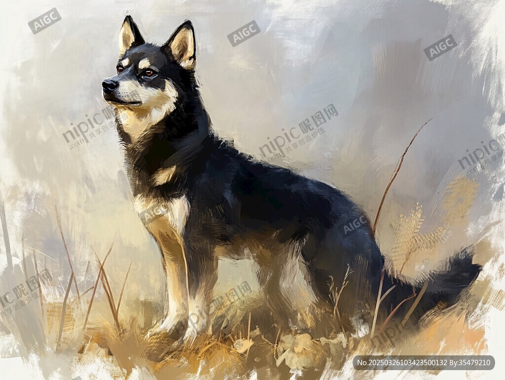 田野中的帥氣黑棕犬