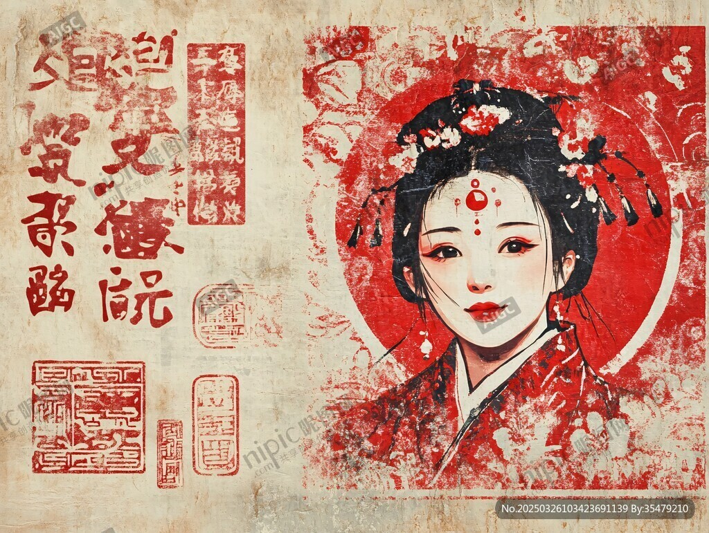 古風漢服女子復古藝術圖
