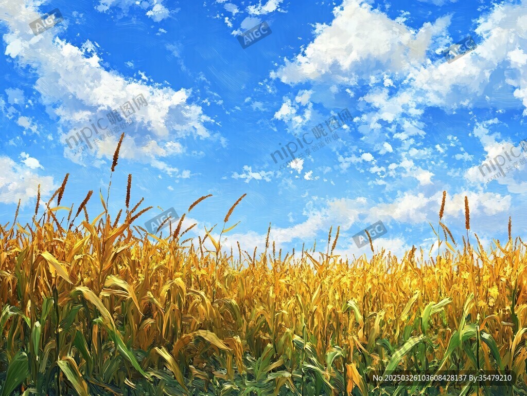 金黃麥田與蔚藍天空