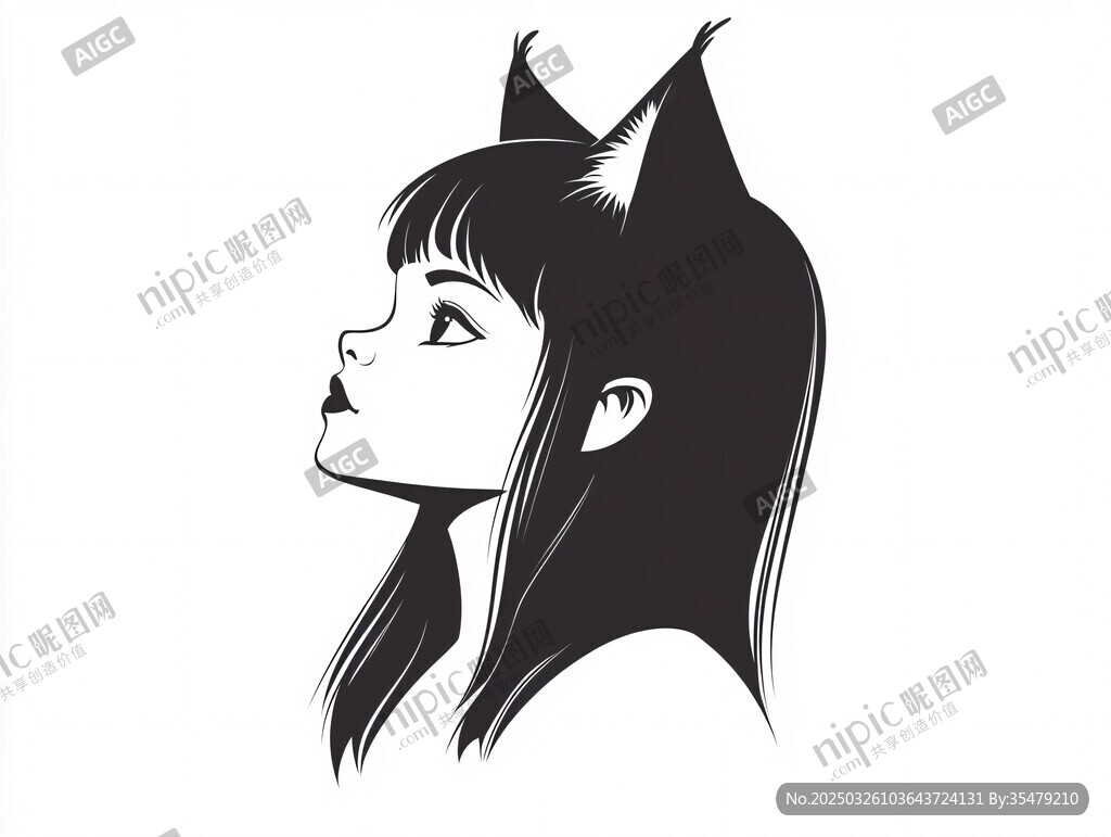 貓耳少女側(cè)影