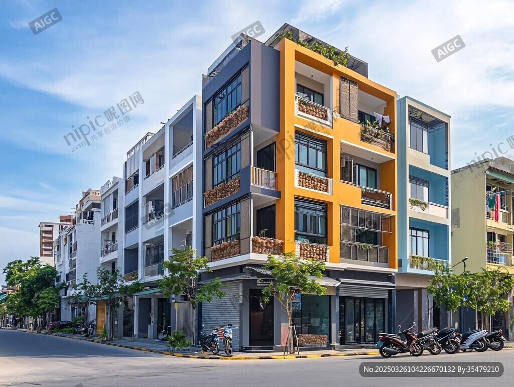 多彩現代風格街邊住宅樓