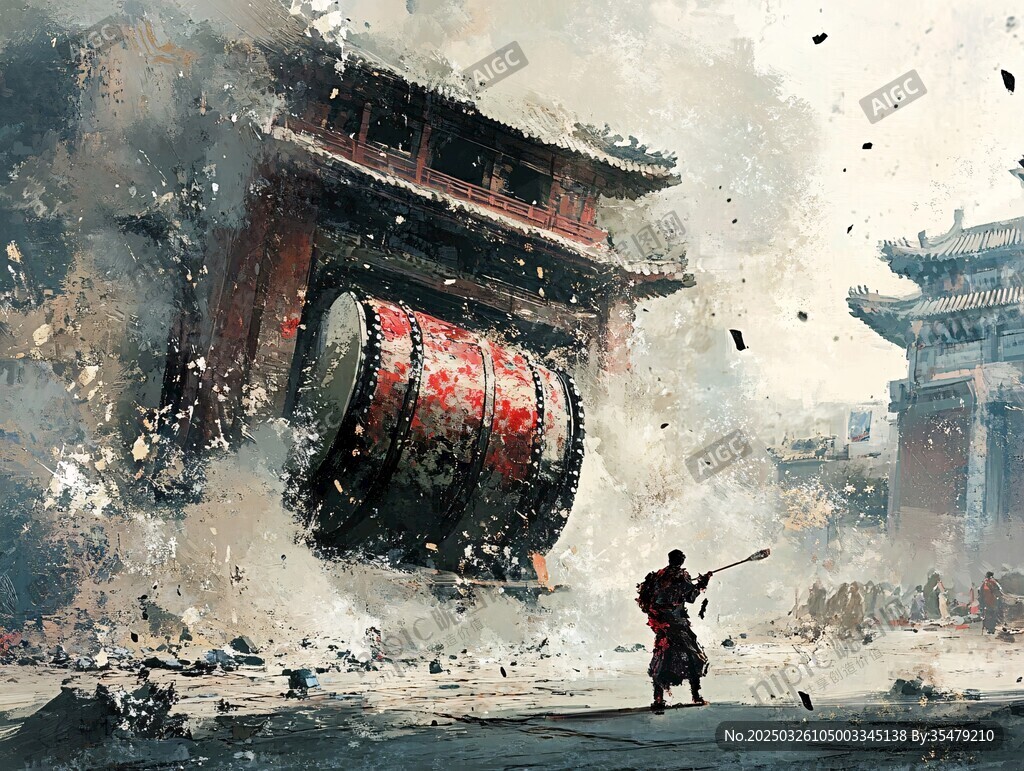 古風(fēng)擊鼓場(chǎng)景盡顯豪邁