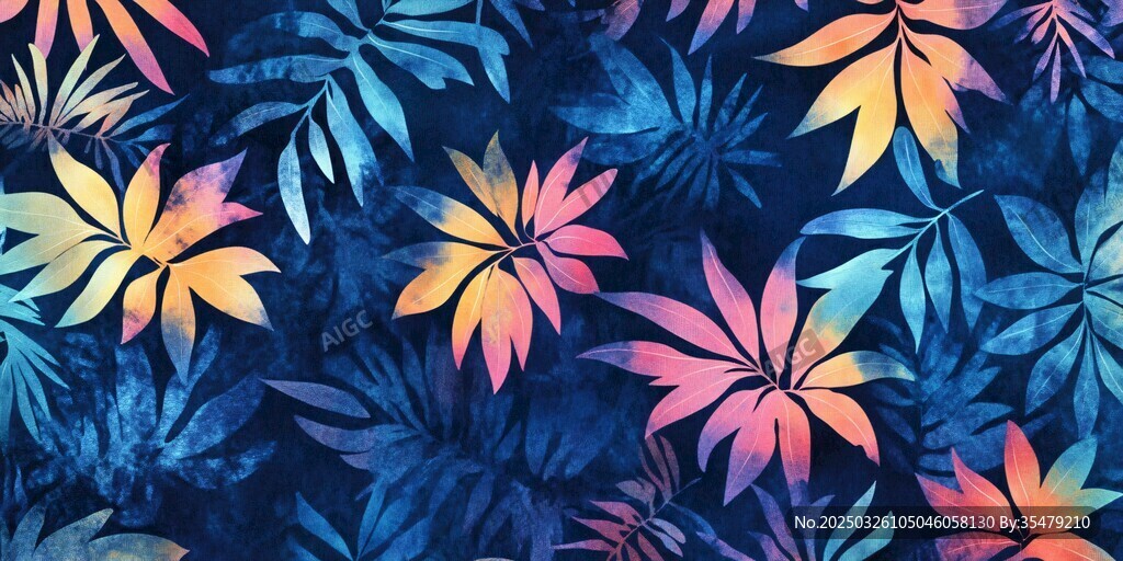 多彩樹葉圖案背景紋理