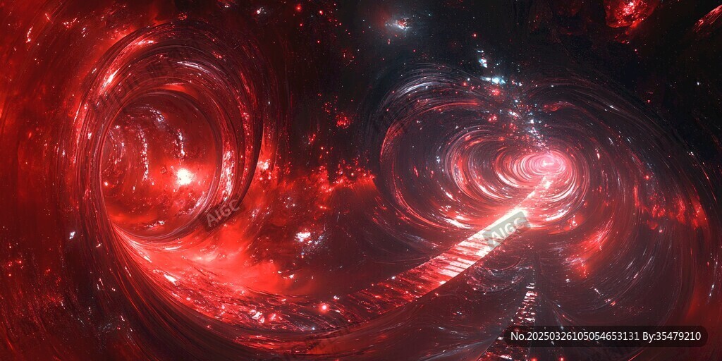 夢幻紅色星際漩渦景象