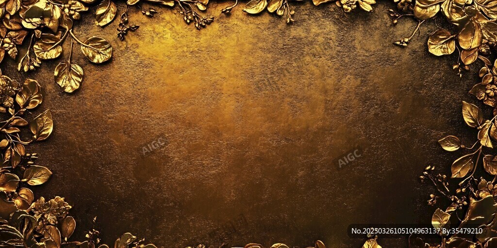 金色花卉邊框背景圖