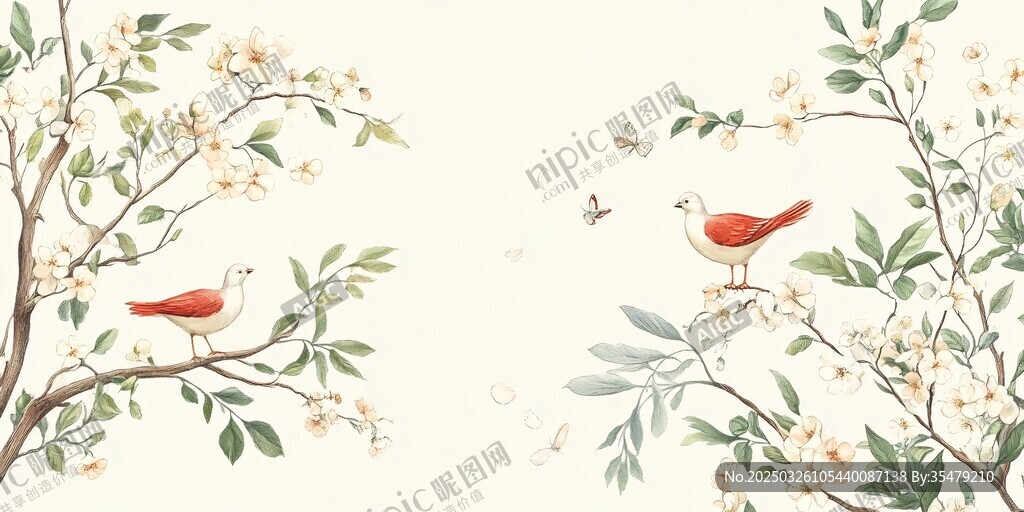 花鳥繪景圖 清新自然風(fēng)