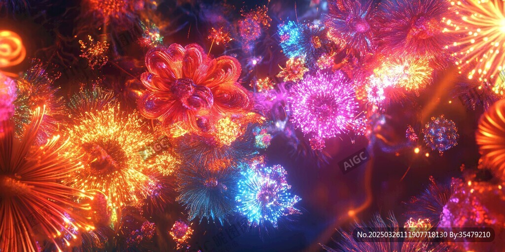 絢爛煙花綻放夢幻夜空