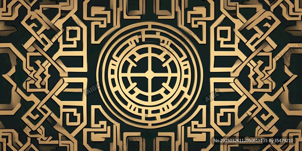 金色中式幾何圖案裝飾背景