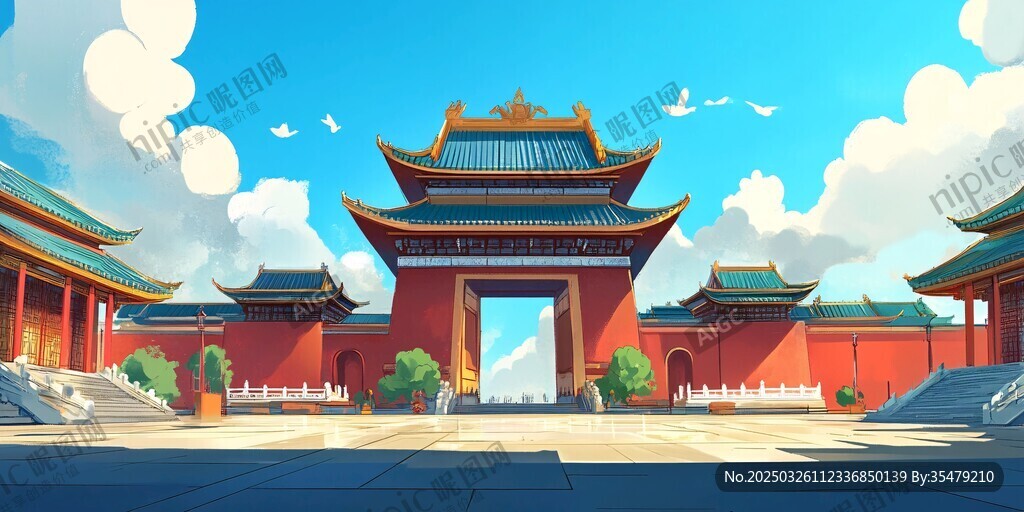 古風(fēng)中式宏偉宮殿建筑群