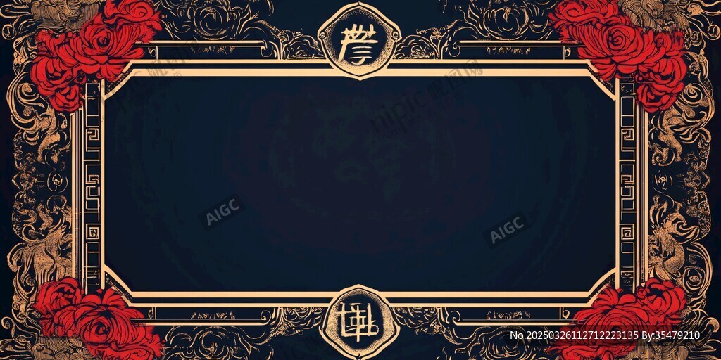 復古華麗玫瑰邊框背景圖