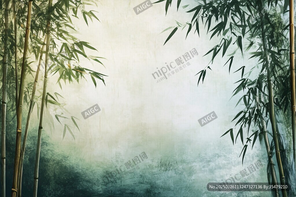 霧中幽竹 意境悠長