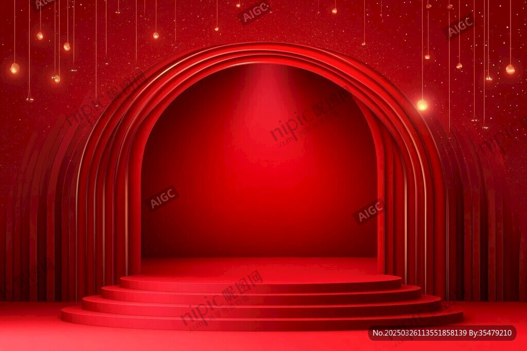 紅色舞臺拱門 夢幻場景
