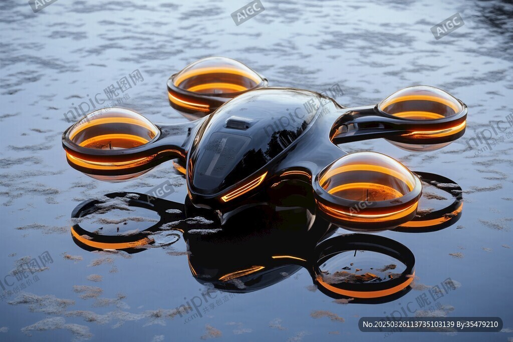 懸浮水上的科幻四軸飛行器