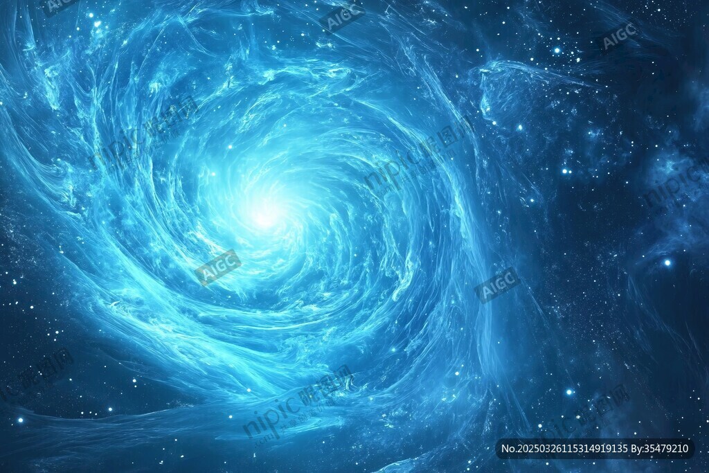 夢幻藍色星系漩渦圖景