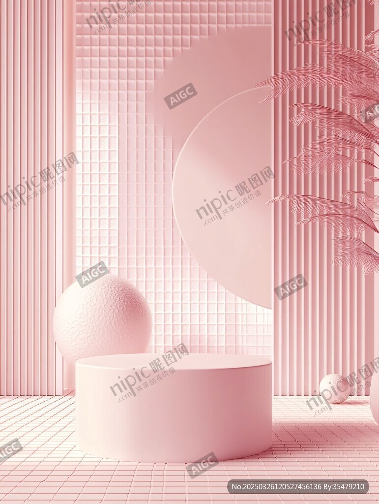 粉色簡約幾何風(fēng)展示空間