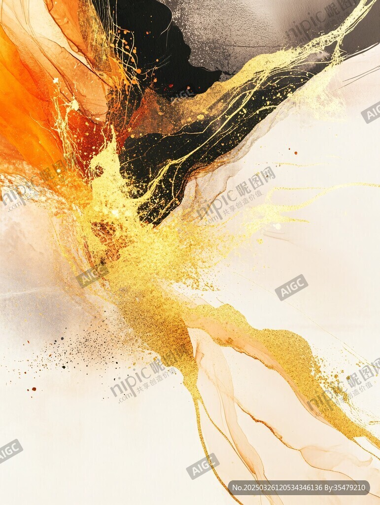 金色水墨抽象藝術(shù)動(dòng)感畫面
