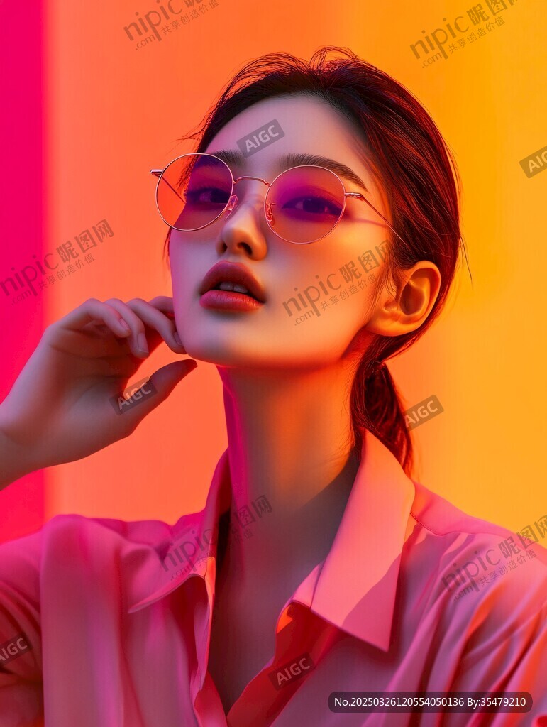 時尚酷感墨鏡少女肖像