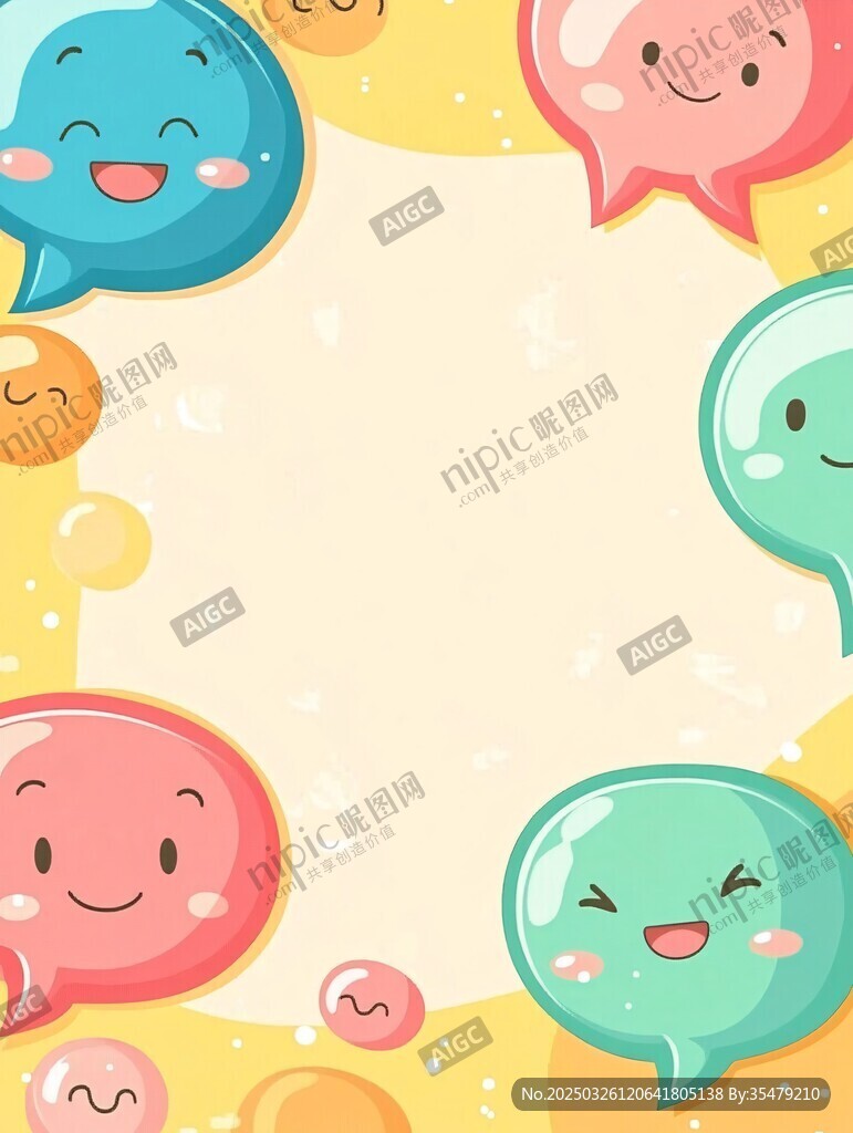可愛表情氣泡邊框背景圖