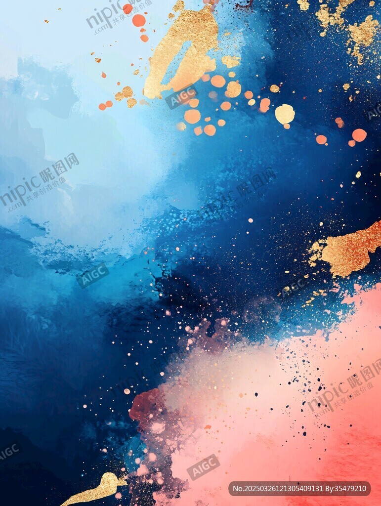 夢幻水彩潑墨抽象背景圖