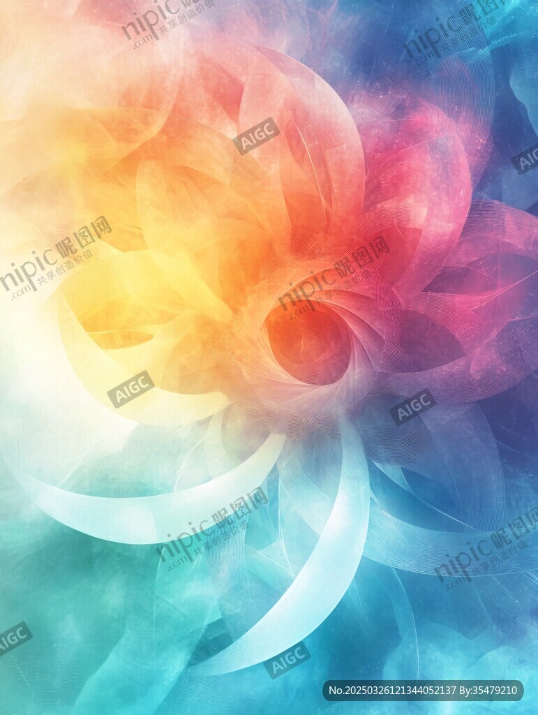 夢幻絢麗抽象花朵背景圖