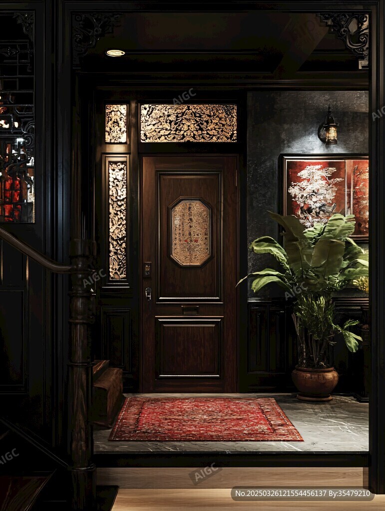 中式古典入戶(hù)門(mén)雅致場(chǎng)景