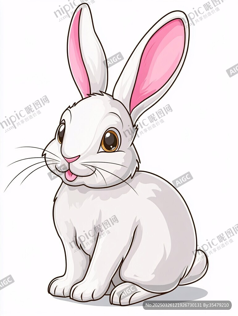 可愛白兔插畫